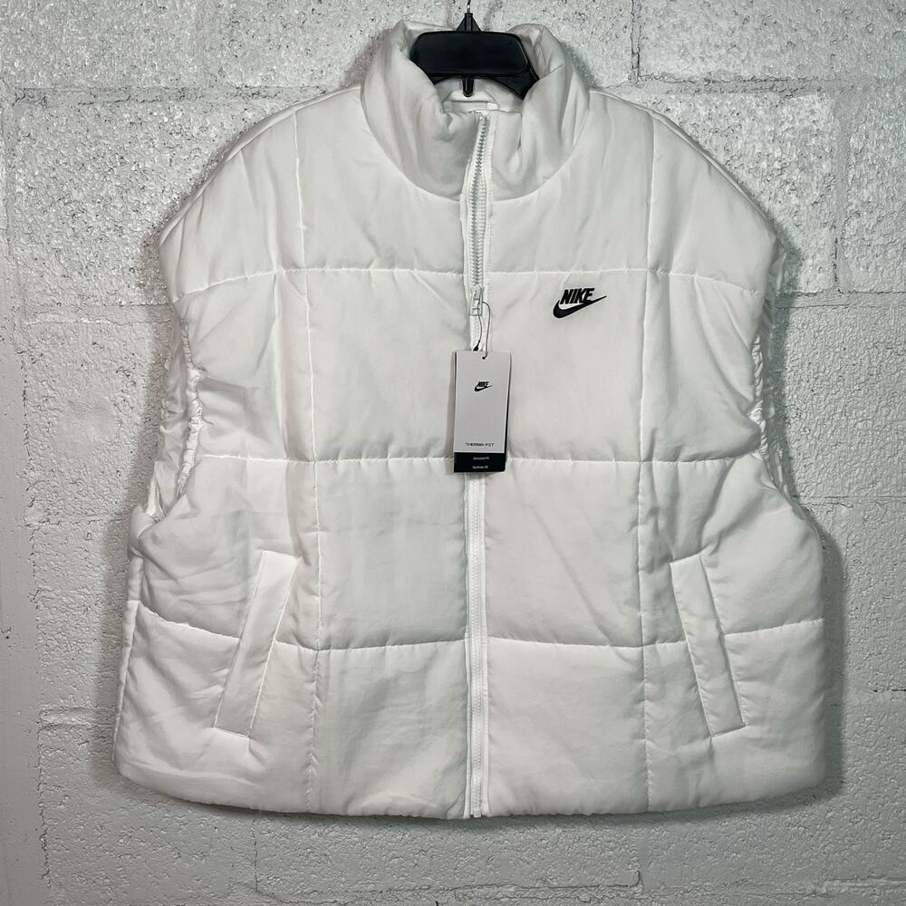 Nike Woman's Water Repellent Therma-FIT Loose Puffer Vest White Large
